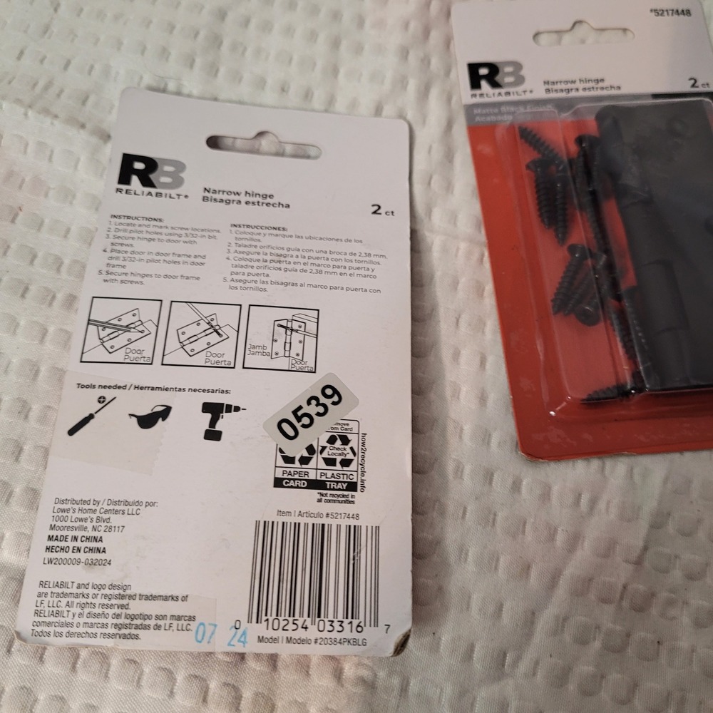 Reliabilt 3in Matte Black Narrow Hinge 2ct Pack #20384PKBLG 5217448